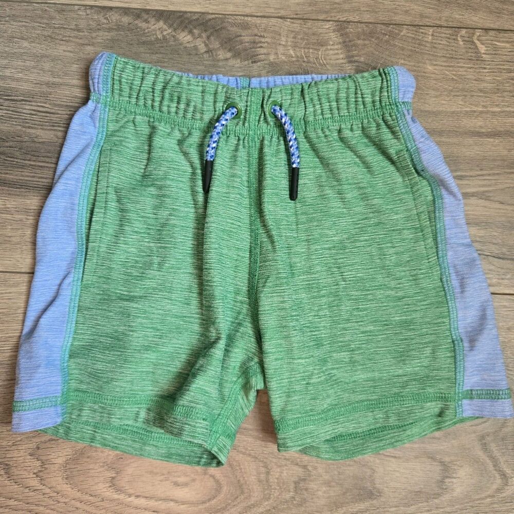 Hanna Andersson Toddler Boys Active Knit Athletic Gym Shorts Green Blue 2T
